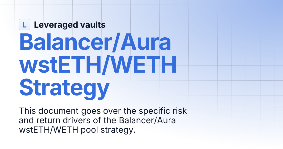 Balancer/Aura wstETH/WETH Strategy | Leveraged vaults